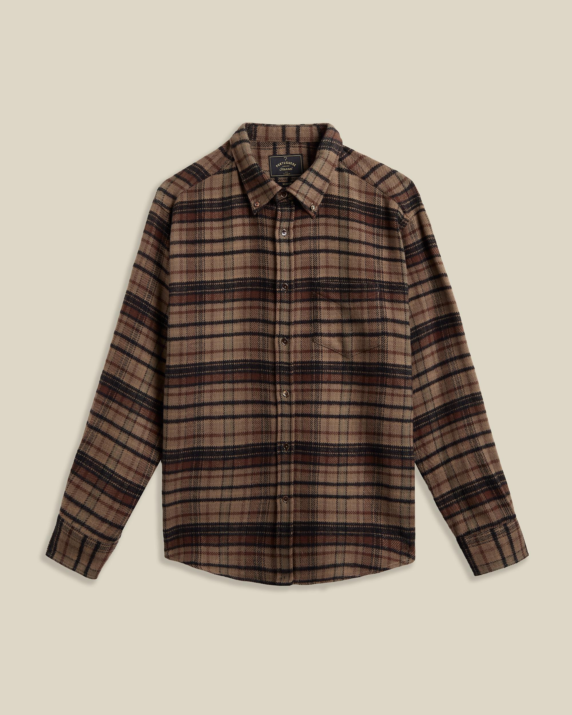 Portuguese Flannel Stalia Oversized Brown Hemd Herren kariert braun